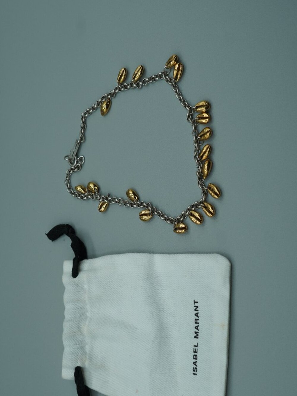 Isabel Marant Cowrie Shell Charm Choker Necklace Gold Silver Tone Coastal Boho - Picture 4 of 6